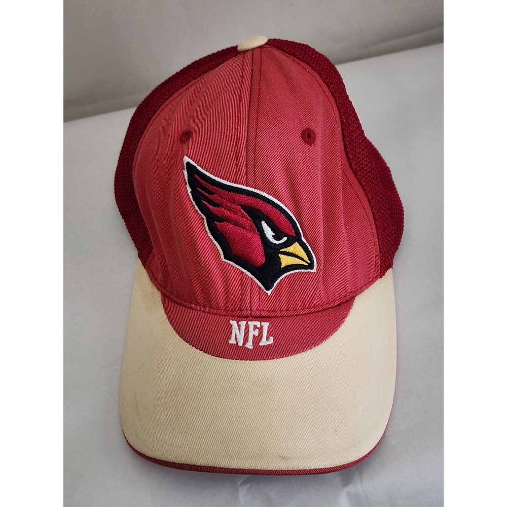 NFL Team Apparel Arizona Cardinals Trucker Hat Red Cream Snapback Mesh Cap
